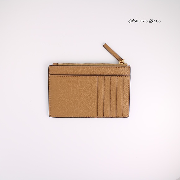 Tory Burch Britten Zip Card Case Wallet In Tiramisu Brown - Picture 2 of 3